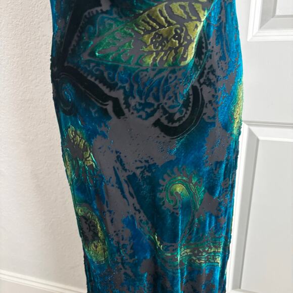 VTG Patra Women’s Velvet Burnout Dress 12 Cowl Neck Whimsigoth Vamp Y2K - Picture 5 of 13